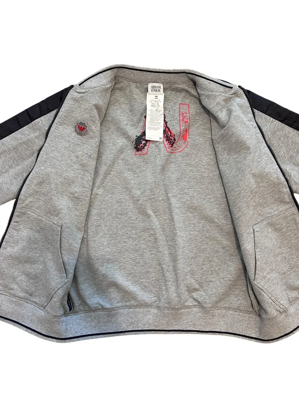 Armani Junior Boys Reversible Bomber Jacket Black Grey Size 14A Large